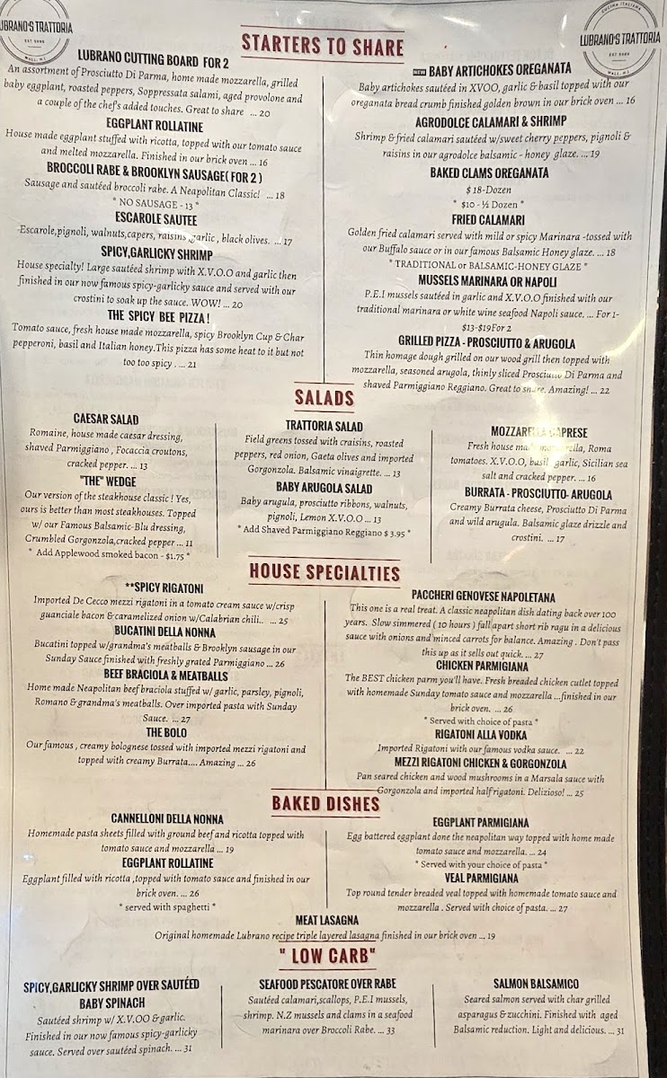 Lubrano's Trattoria Menu - Image 2